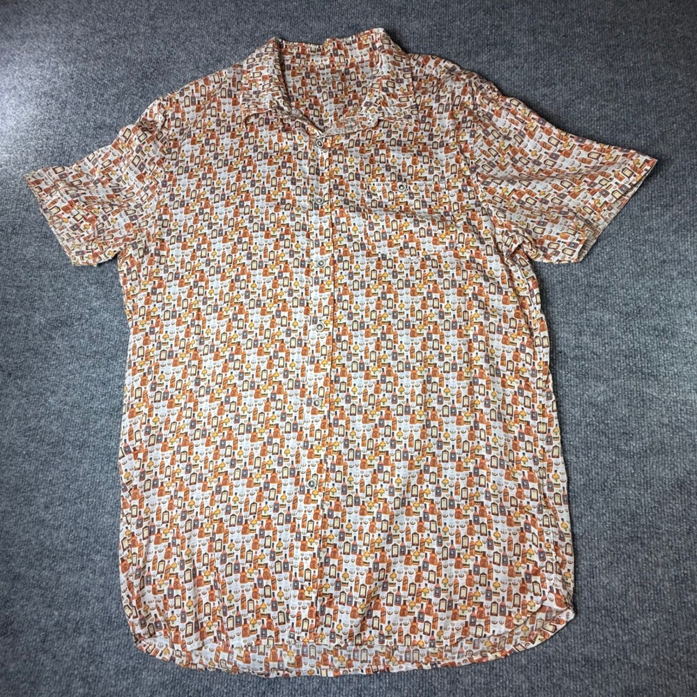 Age of Wisdom Men's XL Novelty‎ Liquor Bottle Print Short Sleeve Shirt AOP - Picture 2 of 9